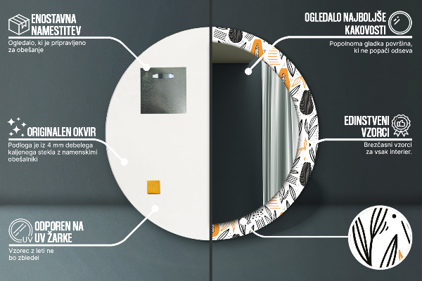 Espejo redondo con decoración Patrón de papaya