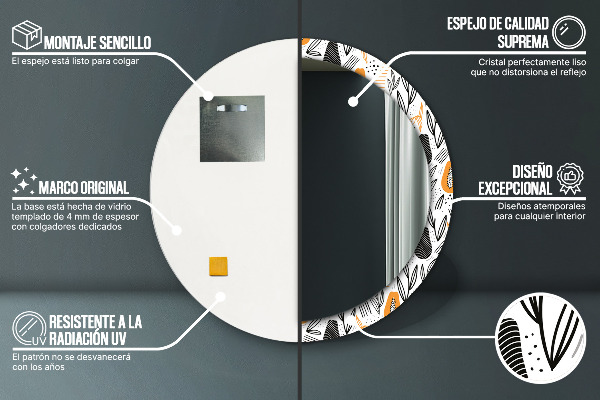 Espejo redondo con decoración Patrón de papaya