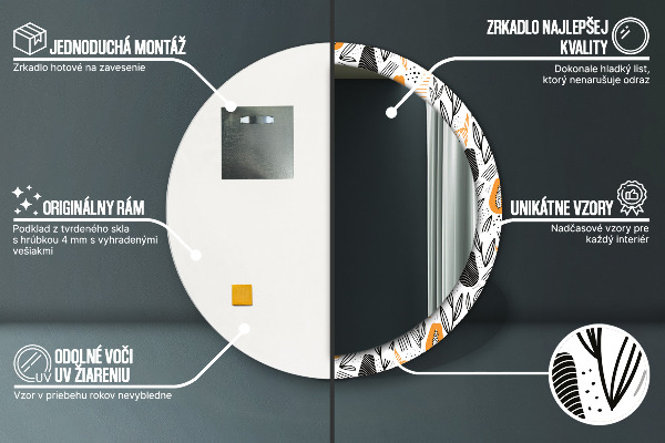 Espejo redondo con decoración Patrón de papaya