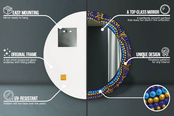 Espejo redondo con decoración Composición decorativa