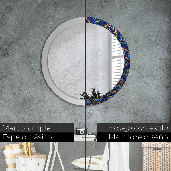 Espejo redondo con decoración Composición decorativa
