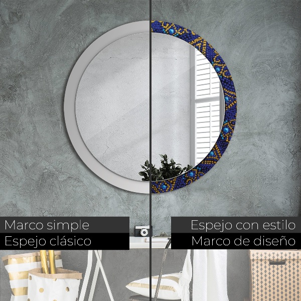 Espejo redondo con decoración Composición decorativa
