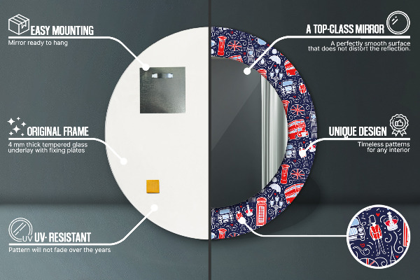 Espejo redondo impreso decorativo redondo El símbolo de londres