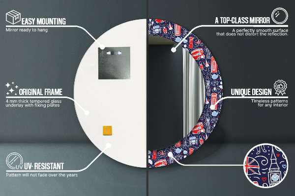 Espejo redondo impreso decorativo redondo El símbolo de londres