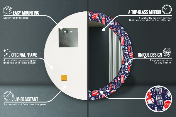 Espejo redondo impreso decorativo redondo El símbolo de londres