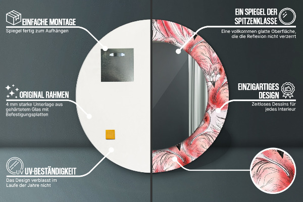 Espejo redondo impreso decorativo redondo Patrón de flamenco