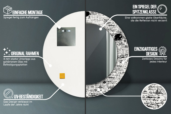 Espejo ścienne decorativo redondo Garabato, patrón