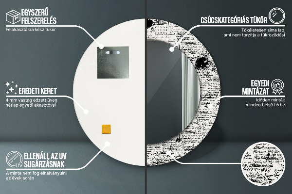 Espejo ścienne decorativo redondo Garabato, patrón