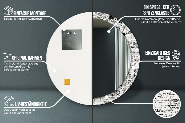 Espejo ścienne decorativo redondo Garabato, patrón