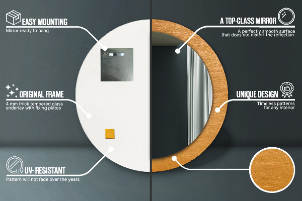 Espejo redondo impreso decorativo redondo Superficie metálica