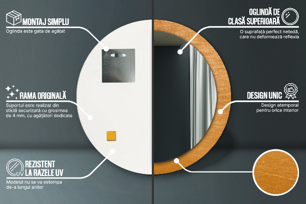 Espejo redondo impreso decorativo redondo Superficie metálica