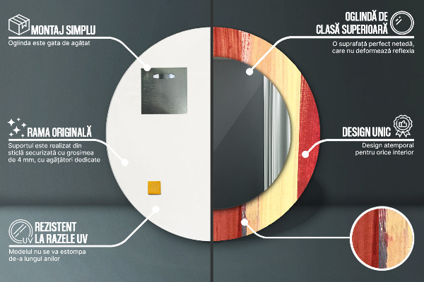 Espejo redondo marco estampado Imagen abstracta