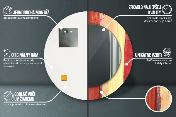 Espejo redondo marco estampado Imagen abstracta