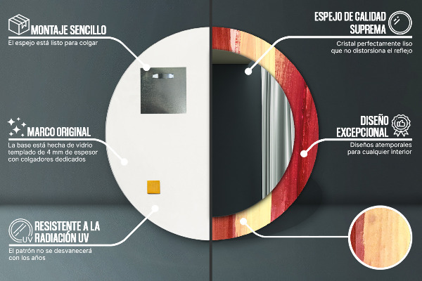 Espejo redondo marco estampado Imagen abstracta