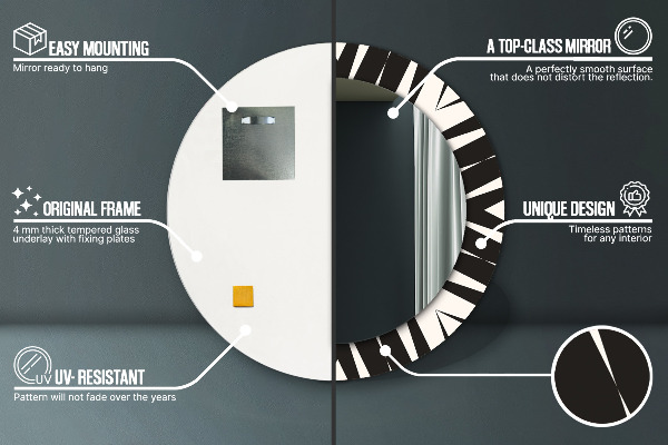 Espejo redondo marco con estampado decorativo Abstracción de geometría