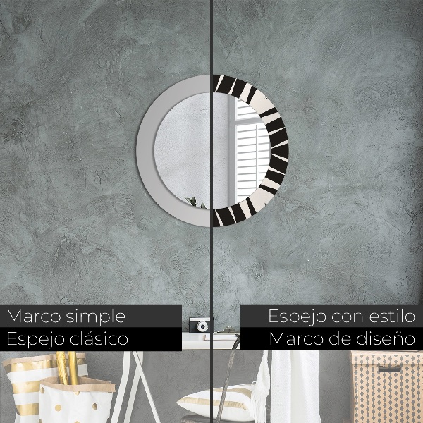 Espejo redondo marco con estampado decorativo Abstracción de geometría