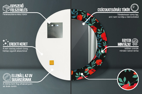 Espejo redondo con decoración Cachorro rojo