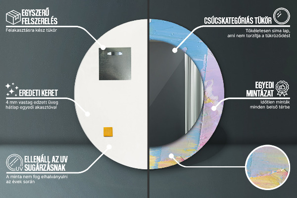 Espejo redondo marco con estampado decorativo Textura de pintura al óleo