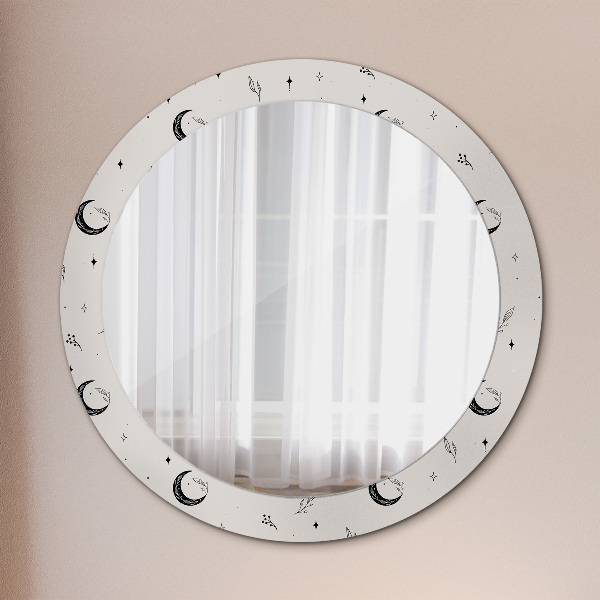 Espejo redondo impreso decorativo redondo Garabato, flores, plantas