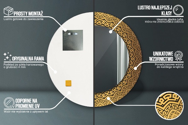 Espejo redondo impreso decorativo redondo Adorno griego