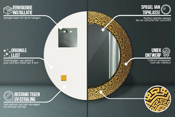 Espejo redondo impreso decorativo redondo Adorno griego