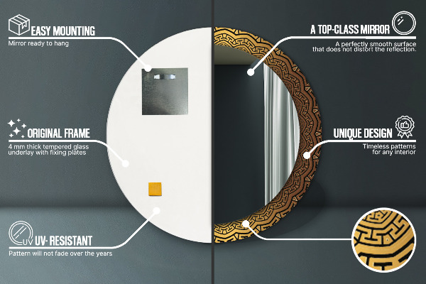 Espejo redondo impreso decorativo redondo Adorno griego