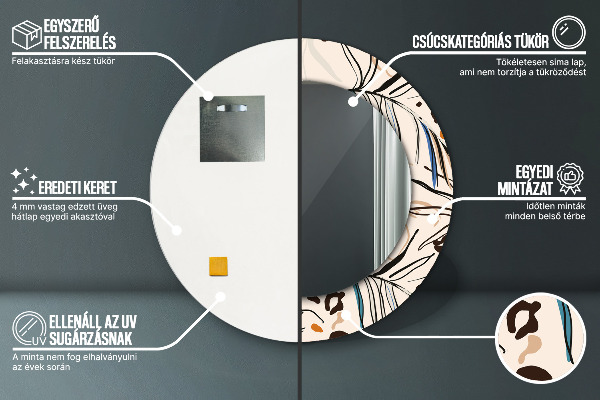 Espejo ścienne decorativo redondo Flores con estampado de jungla