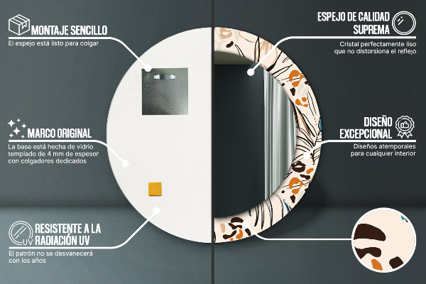Espejo ścienne decorativo redondo Flores con estampado de jungla