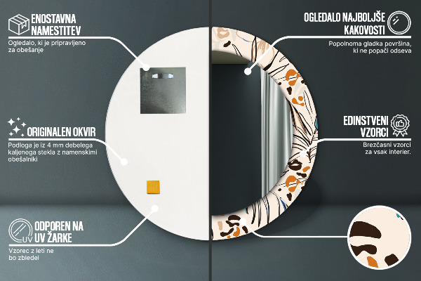 Espejo ścienne decorativo redondo Flores con estampado de jungla