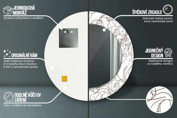 Espejo redondo marco estampado Lineas de arte