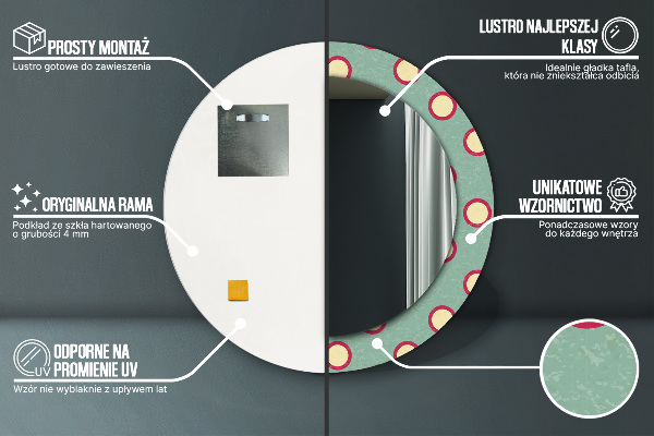 Espejo redondo marco estampado Círculos de puntos