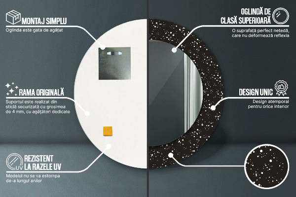 Espejo redondo marco estampado Puntos caóticos