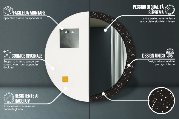 Espejo redondo marco estampado Puntos caóticos