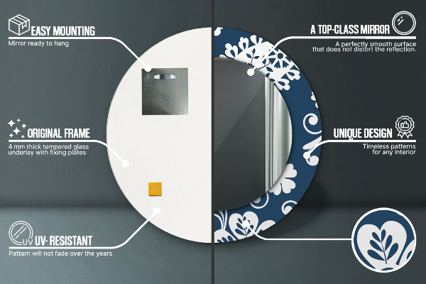 Espejo redondo impreso decorativo redondo Composición de cachemira