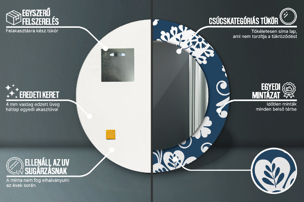 Espejo redondo impreso decorativo redondo Composición de cachemira