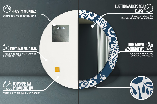 Espejo redondo impreso decorativo redondo Composición de cachemira