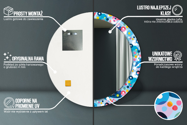 Espejo redondo marco con estampado decorativo Espinas de colores