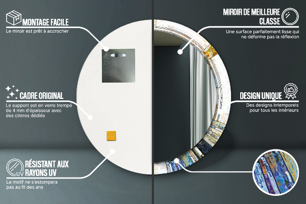 Espejo redondo marco con estampado decorativo Vidrieras abstractas