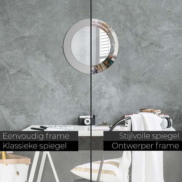 Espejo redondo marco con estampado decorativo Vidrieras abstractas