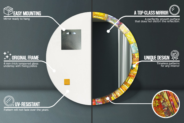 Espejo redondo con decoración Vidrieras de colores