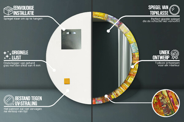 Espejo redondo con decoración Vidrieras de colores