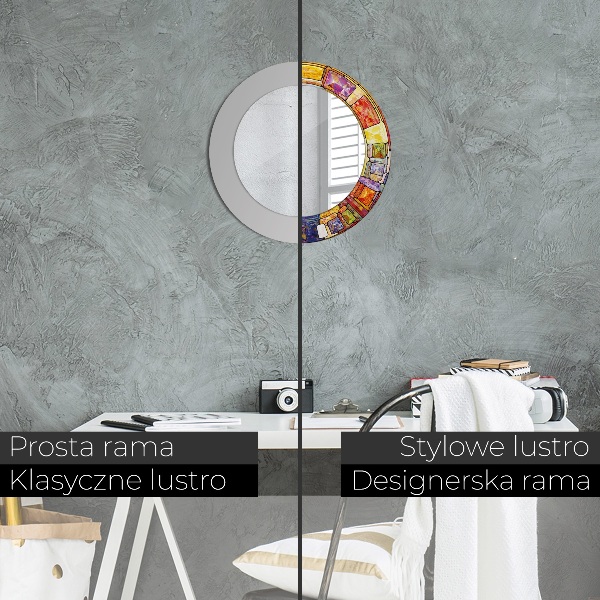 Espejo redondo con decoración Vidrieras de colores