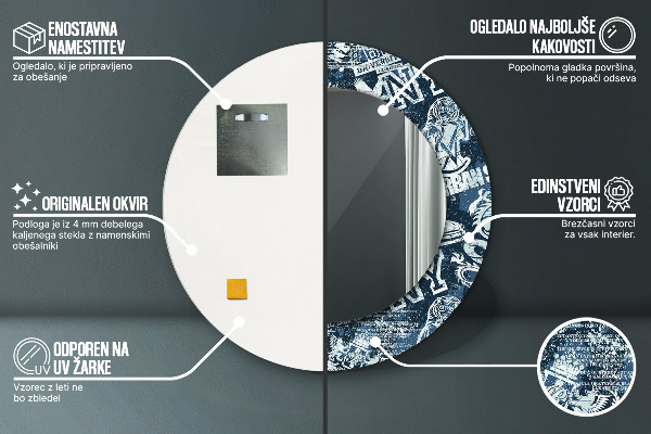 Espejo redondo con decoración Collage