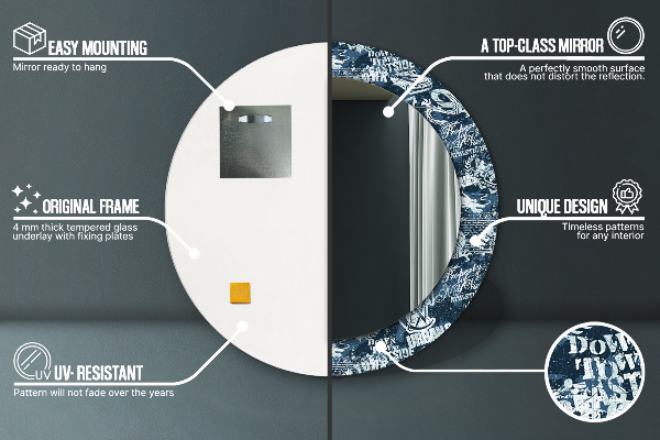 Espejo redondo con decoración Collage