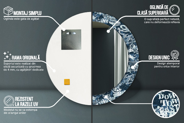 Espejo redondo con decoración Collage