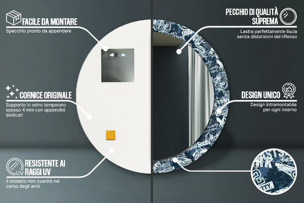 Espejo redondo con decoración Collage