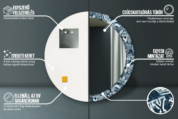 Espejo redondo con decoración Collage