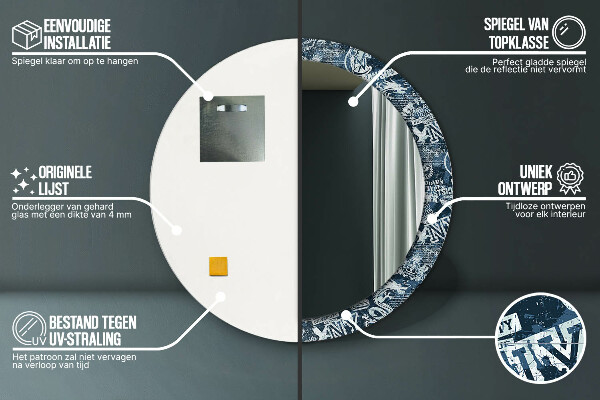 Espejo redondo con decoración Collage