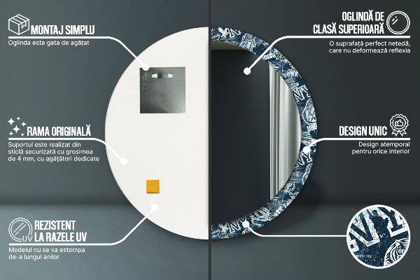 Espejo redondo con decoración Collage