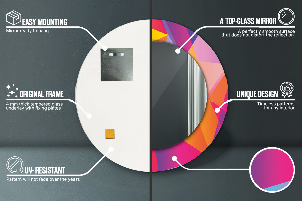 Espejo redondo impreso decorativo redondo Composición geométrica